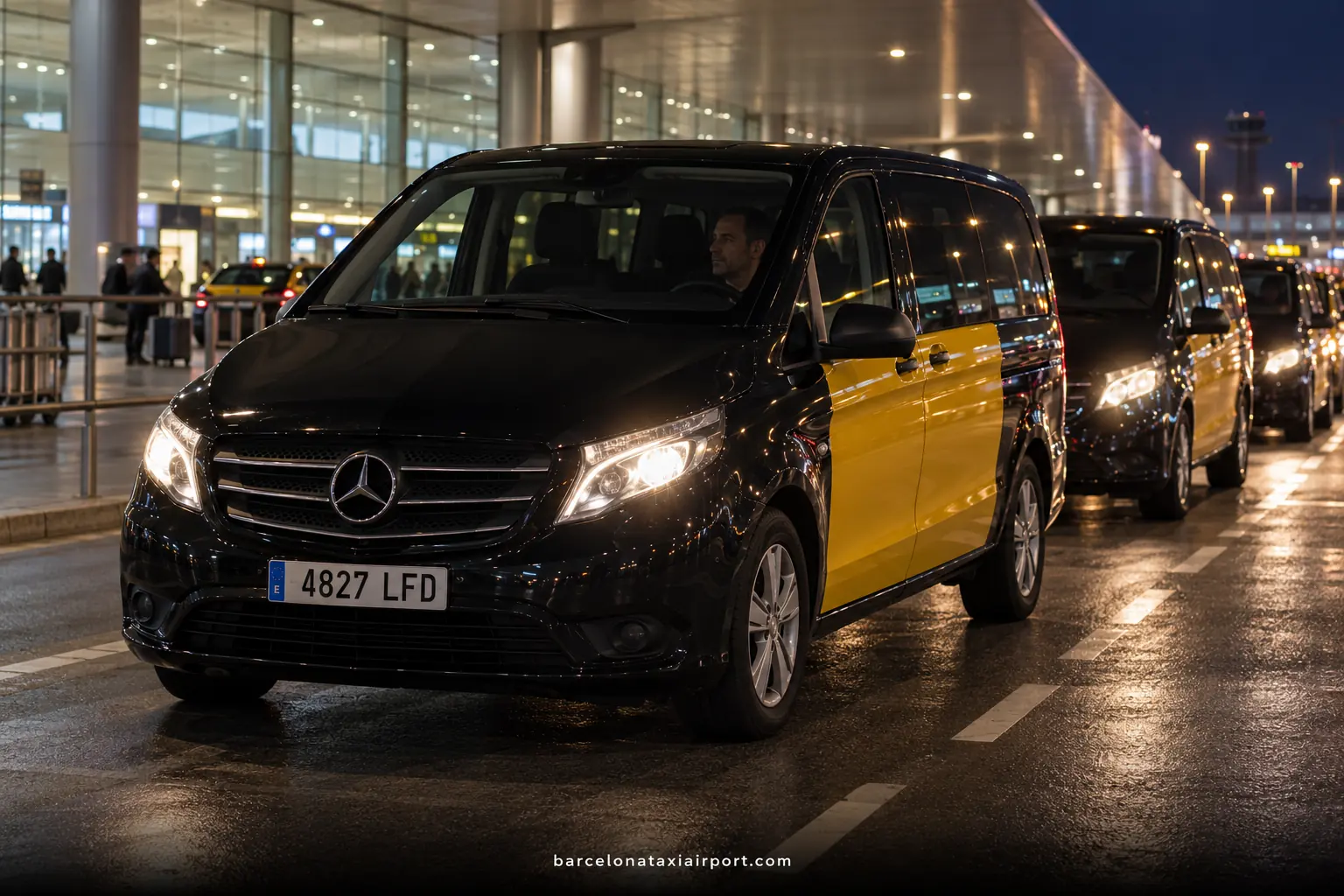 Barcelona Airport taxi ready for a journey from the airport to Barcelona city